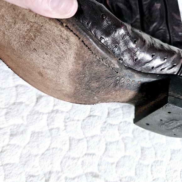 Nocona leather cowboy boots ostrich 10.5 made in the USA - Picture 3 of 7